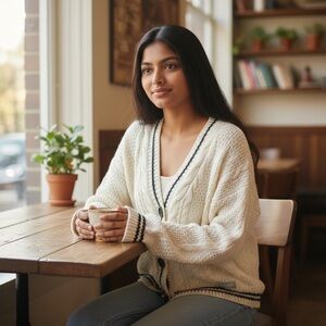 Taylor Swift Folklore Cardigan Cream Black Trim Sz. XS/S